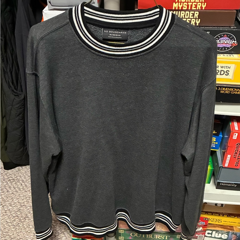 No Boundaries Men's Charcoal Crewneck Sweater